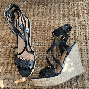Shoe Dazzle Wedge Espadrille Straps Sandals
